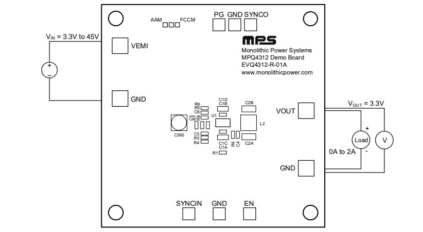 Application Circuit Diagram - Monolithic Power Systems (MPS) EVQ4312-R-01A Evaluation Board